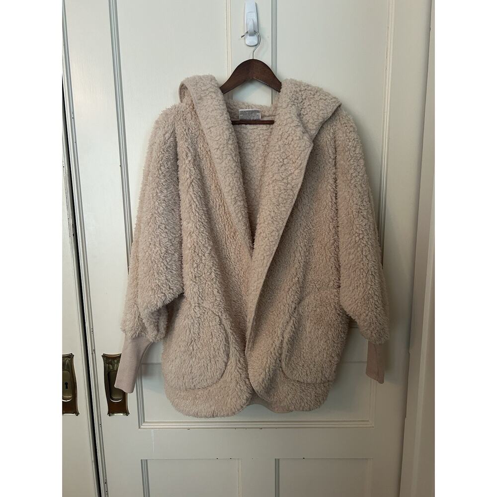 Nordic Beach Comfy Cozy Hooded Wrap Womens One Size Ivory Fluffy Soft Warm